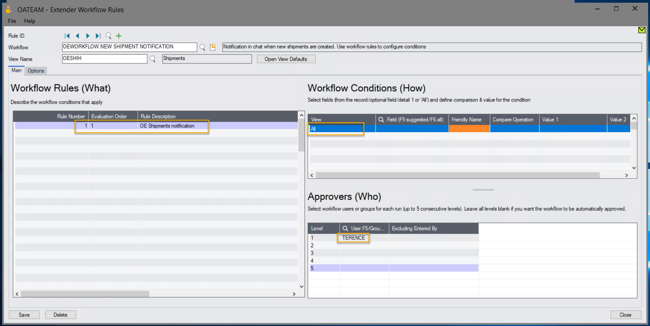 searching for sales order workflow template